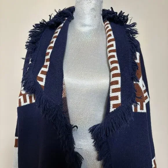 Cocogio Fringed Open Fron Cardigan Sweater Womens Sz L Aztec Boho Western Italy - Picture 5 of 16